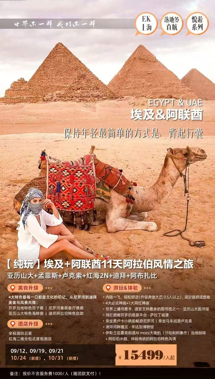 纯玩·埃及+阿联酋11天阿拉伯风情之旅-EK产品特色简图