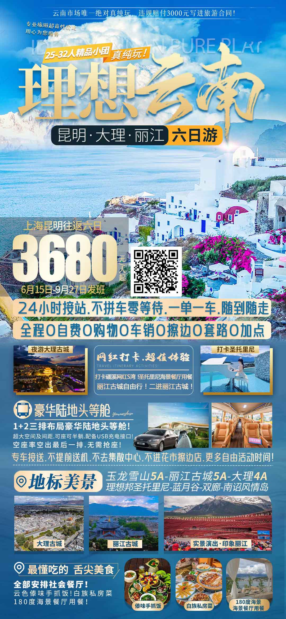 【理想云南】昆明、大理、丽江双飞纯玩6日产品特色简图