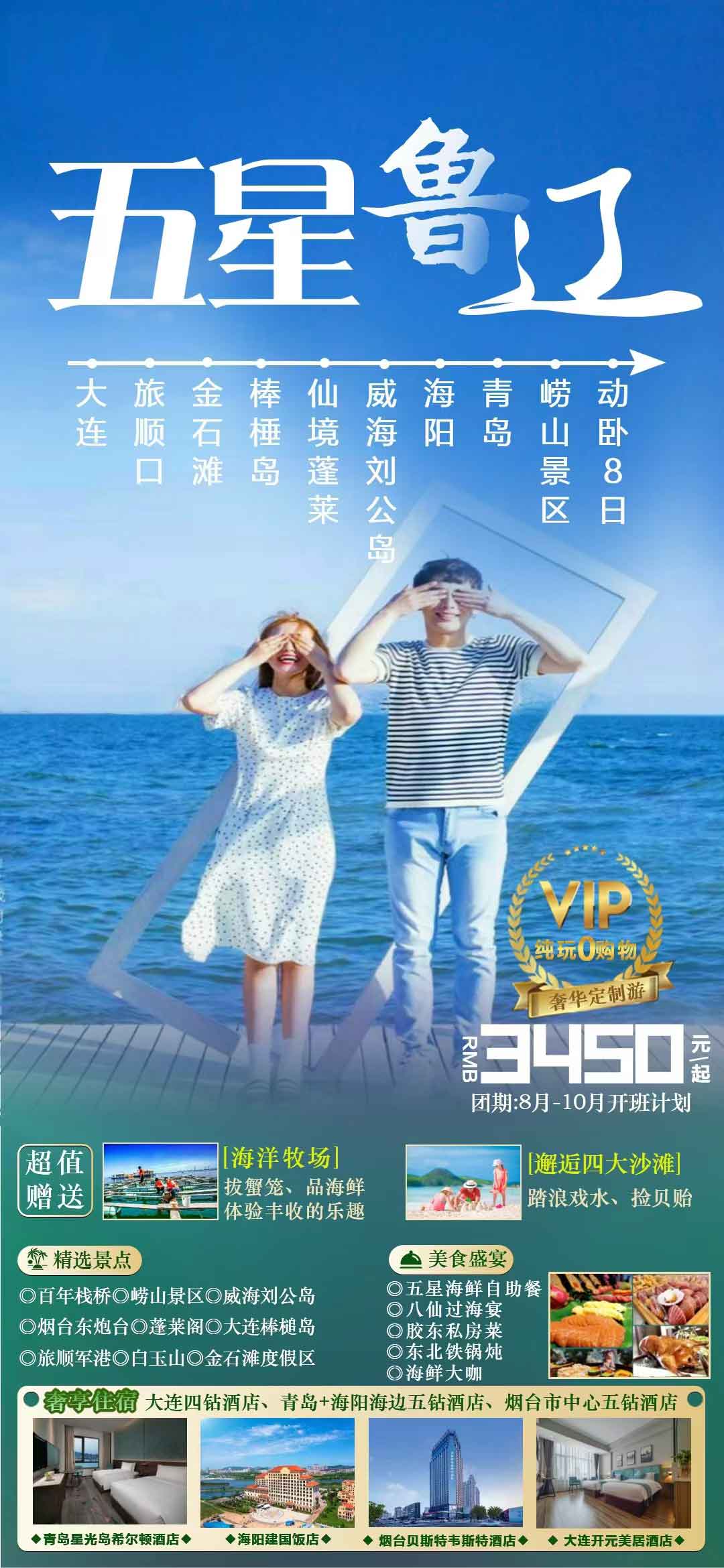 【五星鲁辽】山东半岛+大连//动卧8日产品特色简图